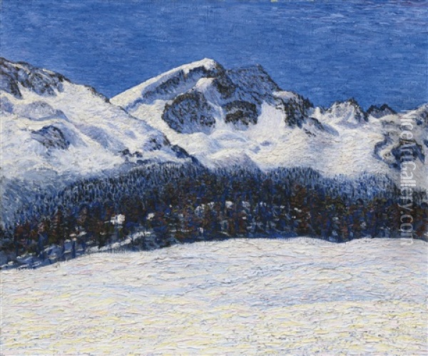 Winterlandschaft, Corvatsch Oil Painting - Peter Robert Berry