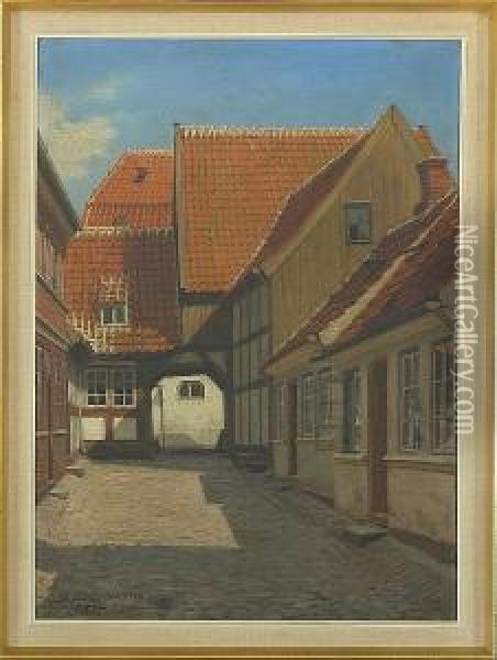 Streetscene Oil Painting - Gustaf Adolf Clemens
