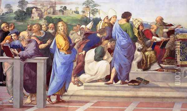 Disputation of the Holy Sacrament (La Disputa) [detail: 11] Oil Painting - Raphael