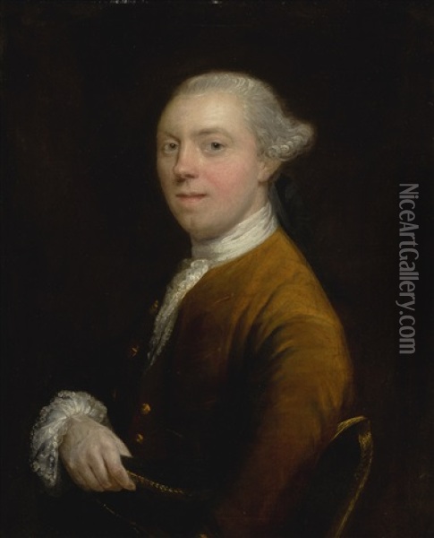 Portrait Of Captain Sharpe, Half Length Oil Painting - Thomas Gainsborough