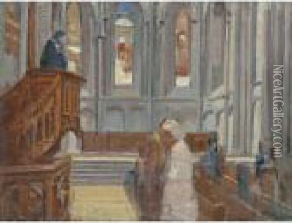 Innenansicht Der Kathedrale St. Pierre (genf) Oil Painting - Ferdinand Hodler