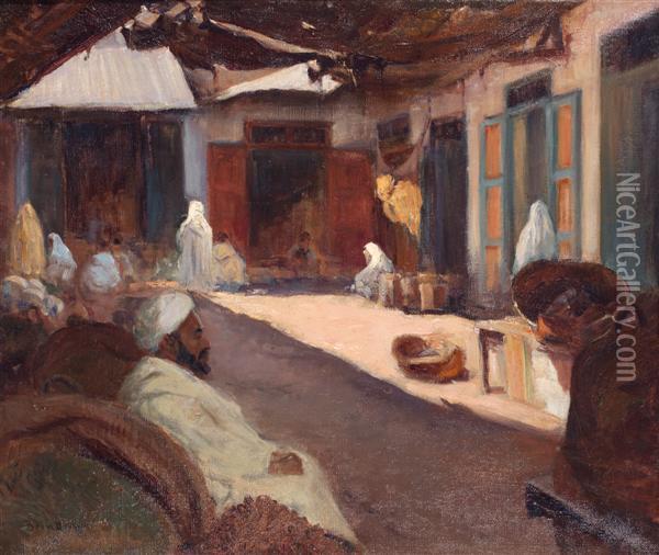 Souks Auxfruits Secs, 
Casablanca Oil Painting - Louis Edouard Brindeau De Jarny