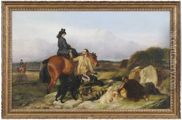 Hunting Party At Noonday Rest Oil Painting - Richard Ansdell