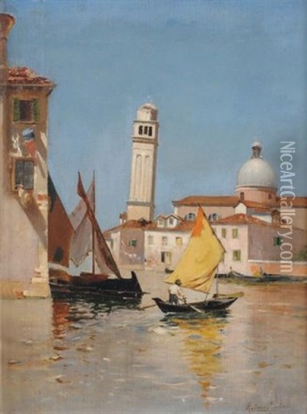 Veduta Di Venezia Oil Painting - Rubens Santoro