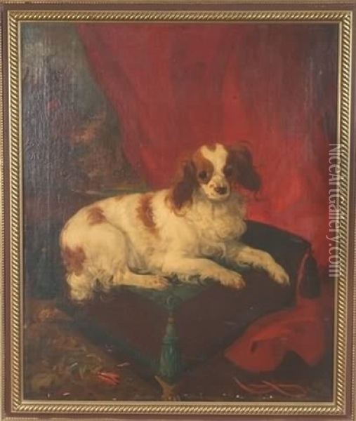 King Charles Spaniel Portrait Oil Painting - Richard Ansdell