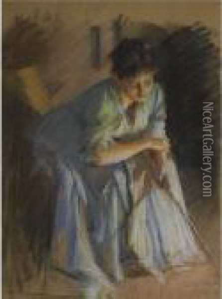 Jenny Carren Muotokuva (portrait Of Jenny Carre) Oil Painting - Albert Edelfelt