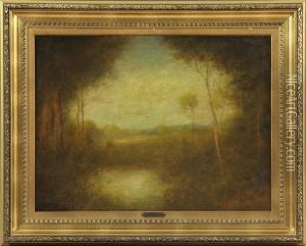 Misty Landscape With A Pond Oil Painting - Alexander Helwig Wyant