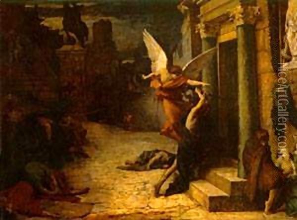 Peste à Rome (The Plague of Rome) (or The Angel of Death) Oil Painting - Jules-Elie Delaunay