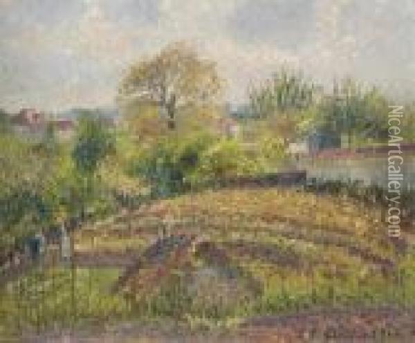 La Vigne, Apres-midi, Moret Oil Painting - Camille Pissarro