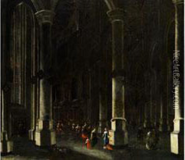 Nachtliches Kircheninterieur Oil Painting - Emanuel de Witte