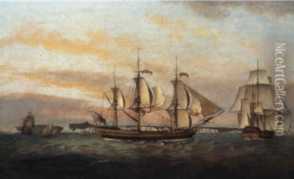 The Ann Black In Two Positions Off Dover Oil Painting - Francis Holman