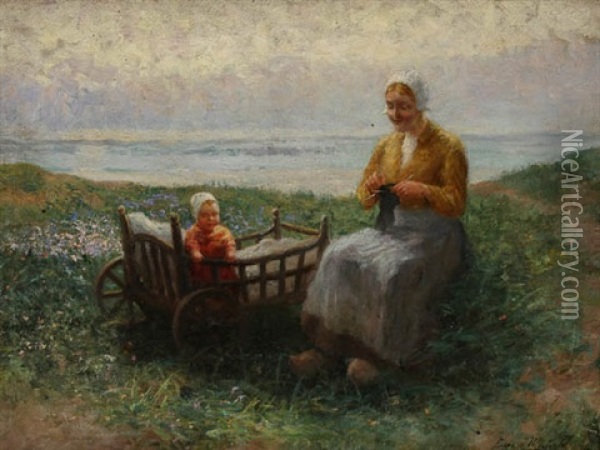 Mother And Child Oil Painting - Carl Eugene Mulertt