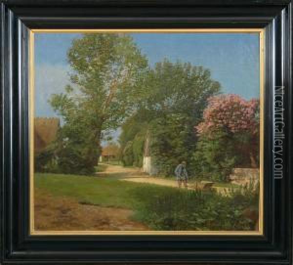 Springtime In A Village Oil Painting - Gustav Vermehren
