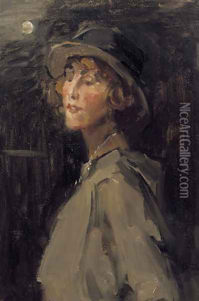 Lady in grey Oil Painting - Isaac Israels