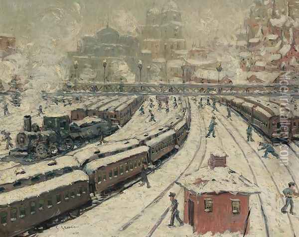 Old Grand Central Oil Painting - Ernest Lawson