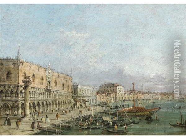 The Doge's Palace And The Molo, Venice Oil Painting - Giacomo Guardi