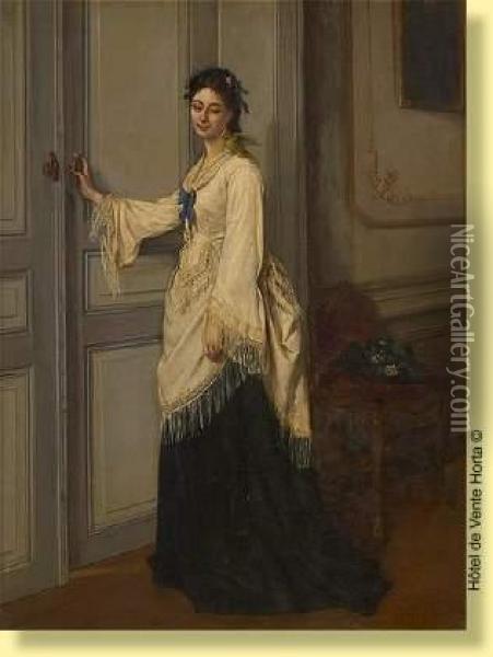 L'elegante Au Perroquet Oil Painting - Robert De Pauw