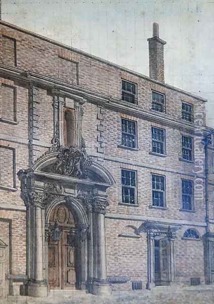The Old Entrance to Merchant Taylors Hall, Threadneedle Street, 1753 Oil Painting - Wilson