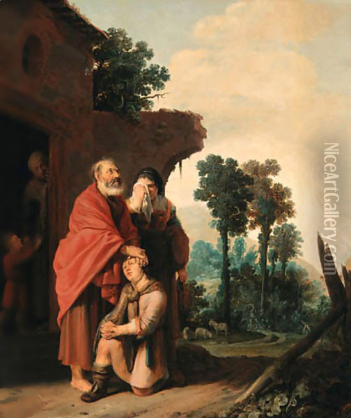 The Banishment of Hagar and Ishmael Oil Painting - Salomon de Bray
