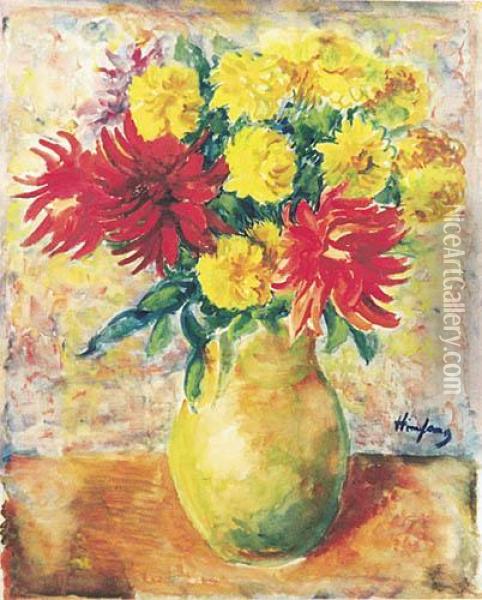 Kwiaty W Wazonie Oil Painting - Ignacy Hirschfang