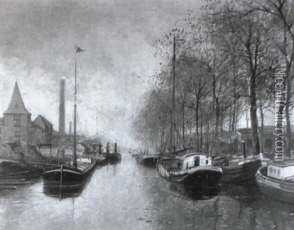 Canal De Willebroek Oil Painting - Gisleen Verdickt