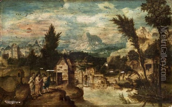 Christus Auf Dem Weg Nach Emmaus Oil Painting - Lucas Gassel
