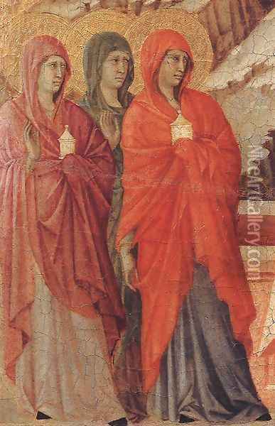 The Three Marys at the Tomb (detail) 1308-11 Oil Painting - Duccio Di Buoninsegna
