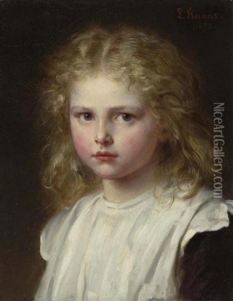 Portrait Eines Madchens. 1873. Oil Painting - Ludwig Knaus