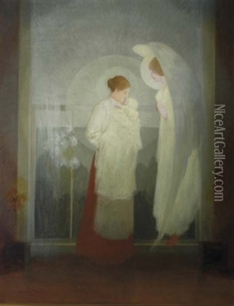 He Shall Give Him Angels Charge Above The Oil Painting - Clarence E. Braley