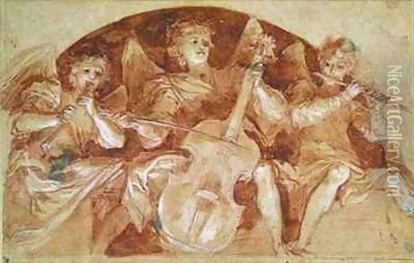 Three Angel Musicians Oil Painting - Baldassarre Franceschini