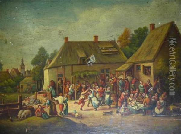 Feast Day With Villagers Oil Painting - David The Younger Teniers