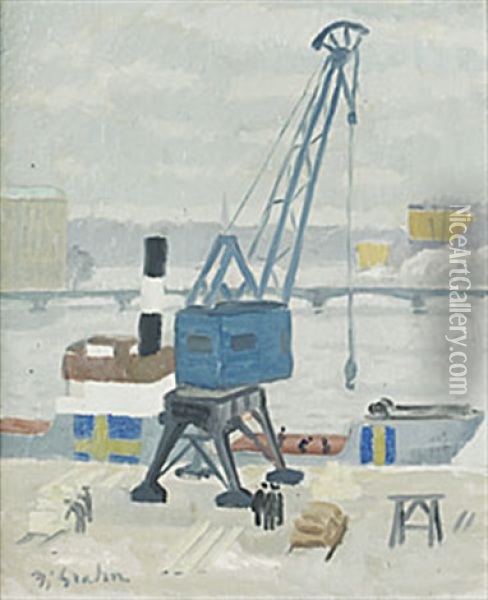 Stadshuskajen Oil Painting - Hjalmar Grahn