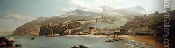 View of Vico Estense from Sorrento looking towards Naples Oil Painting - William Marlow