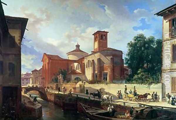 Via Fatabene Fratelli Milan 1830 Oil Painting - Giovanni Migliara