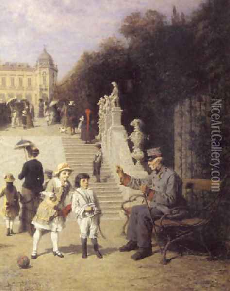 Sunday in the Belvedere Garden (Ein Sonotag im Belvederegarten) Oil Painting - Wilhelm Leopolski