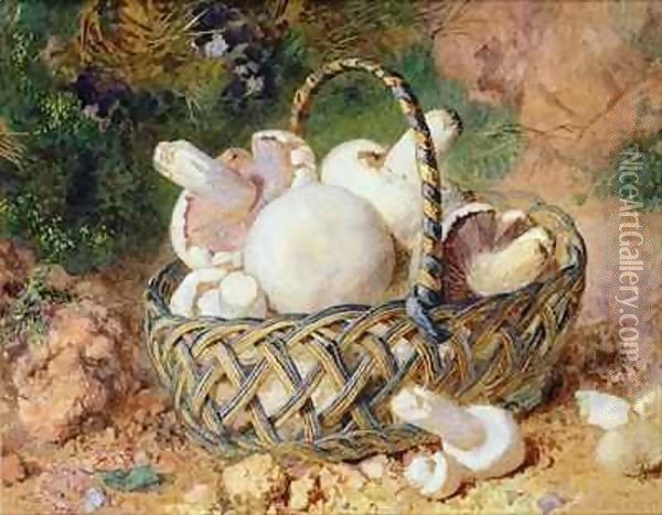 A Basket of Mushrooms Oil Painting - Jabez Bligh