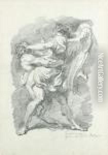 Le Combat De Jacob Et L'ange, D'apres Nicolo Tornioli Oil Painting - Jean-Honore Fragonard