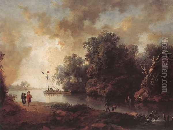 L.andscape with River 1790-95 Oil Painting - Karl Philippe Schallhas