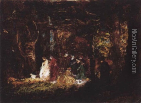 Picnic In The Forest Oil Painting - Thomas Edwin Mostyn