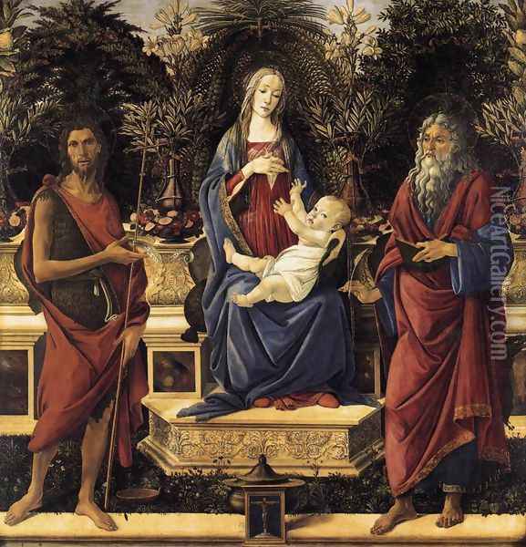 The Virgin and Child Enthroned (Bardi Altarpiece) 1484 Oil Painting - Sandro Botticelli