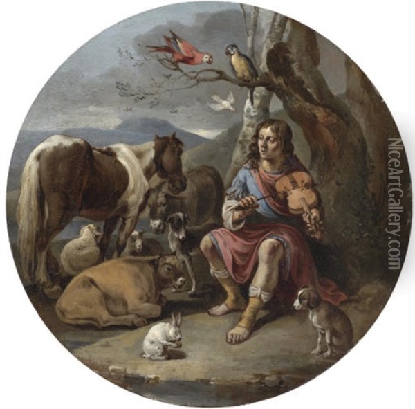 Orpheus Charming The Animals Oil Painting - Pieter Jacobsz. van Laer
