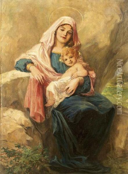 Madonna A Gyermekkel Oil Painting - Richard Geiger