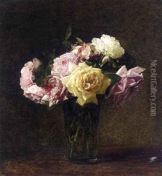 Roses 3 Oil Painting - Ignace Henri Jean Fantin-Latour