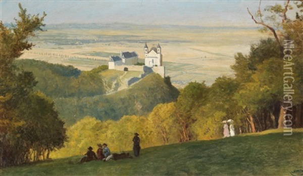 View From The Kahlenberg To The Leopoldsberg Oil Painting - Leopold Munsch