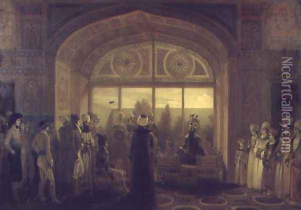 Shah Fath Ali, shah of Persia 1797-1835 Receiving Sir Harford Jones in Audience Oil Painting - Robert Smirke