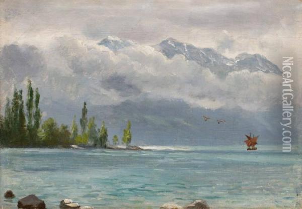 Batar I Dimholjt Bergslandskap Oil Painting - Peder Severin Kroyer