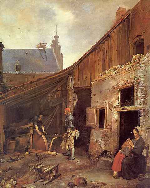 The Family of the Stone Grinder Oil Painting - Gerard Terborch