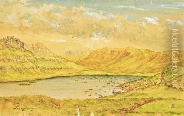 Scenery From Trongisvag, Faroe Oil Painting - Christen Holme Isaksen