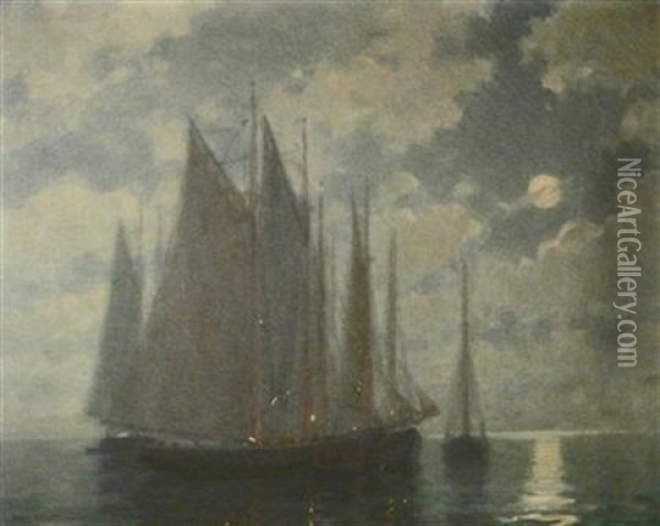 Evening Sail (+ Rouen, Smllr; 2 Works) Oil Painting - David Ericson