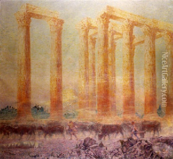 Le Temple De Zeus Oil Painting - Franz (Bernard) Gailliard